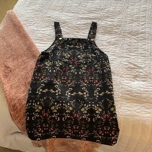 Black Overall Dress with Multicolored Flowers